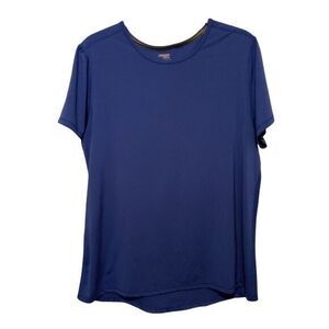 Danskin Now Mens Sz XL Blue  Solid Short Sleeve Semi-Fitted Active Wear Shirt